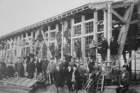 Hala drewniana 1938 fabryka niemiecka Hajnówka